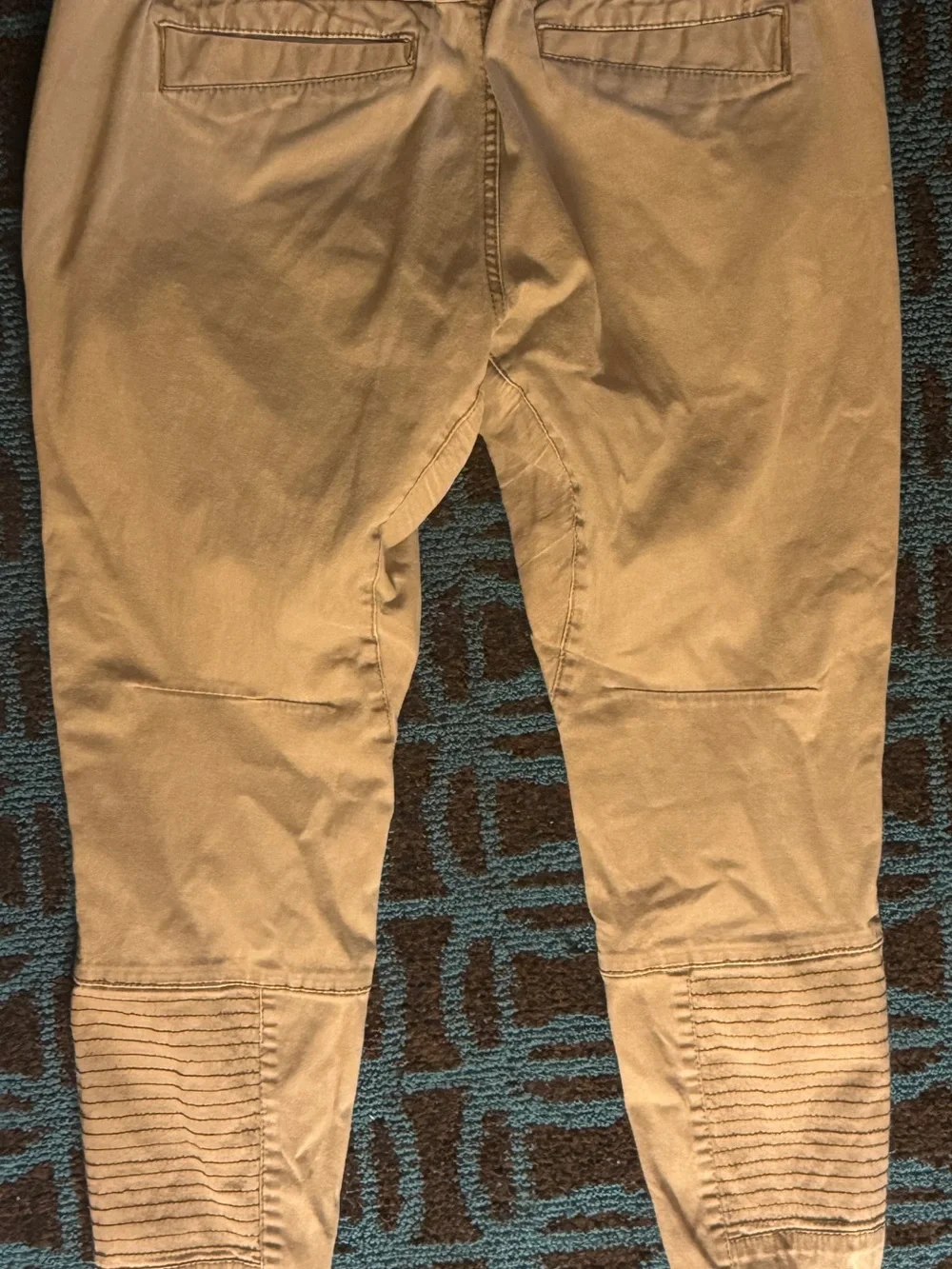 Ring of Fire Men's Tan Ribbed Jogger Pants with Zip Detail